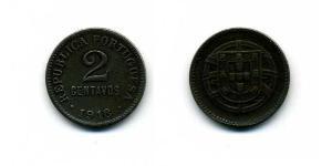 2 Centavo Erste Portugiesische Republik (1910 - 1926) Bronze 