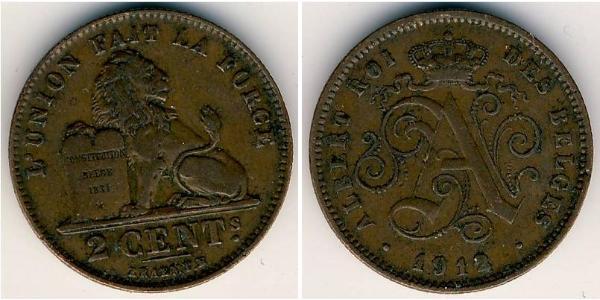 2 Centavo Belgien Kupfer 