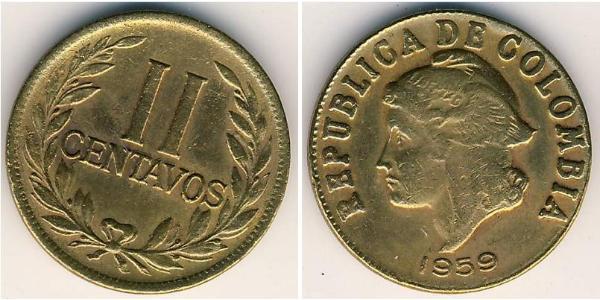 2 Centavo Republik Kolumbien  (1886 - ) Messing 