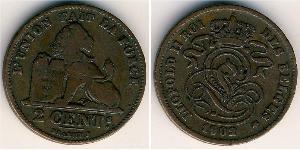 2 Centavo Belgio Rame 