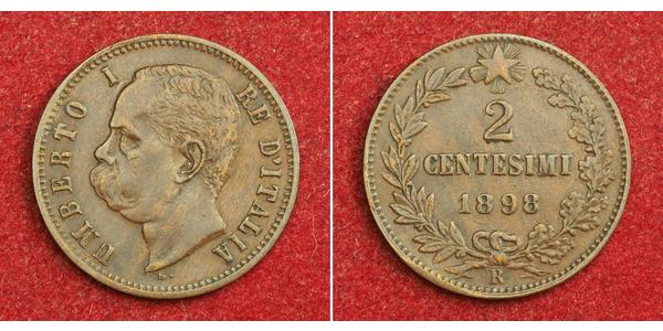 2 Centesimo Kingdom of Italy (1861-1946) Copper Umberto I (1844-1900)