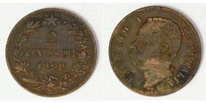 2 Centesimo 意大利王國 (1861-1946) 銅 Umberto I (1844-1900)