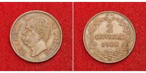 2 Centesimo 意大利王國 (1861-1946) 銅 Umberto I (1844-1900)