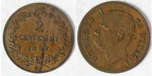 2 Centesimo 意大利王國 (1861-1946) 銅 Umberto I (1844-1900)