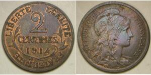 2 Centime Tercera República Francesa (1870-1940)  Bronce 