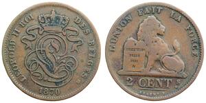 2 Centime Bélgica Cobre Leopoldo I de Bélgica (1790-1865)
