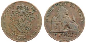 2 Centime Belgique Cuivre Léopold Ier de Belgique (1790-1865)