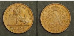 2 Centime Belgio Rame Alberto I del Belgio