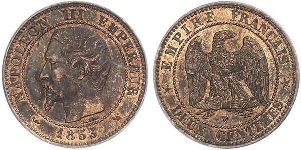 2 Centime Secondo Impero francese (1852-1870) Rame Napoleone III (1808-1873)