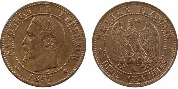 2 Centime Secondo Impero francese (1852-1870) Rame Napoleone III (1808-1873)