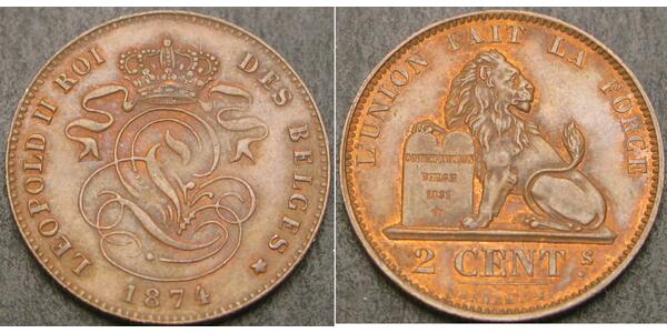 2 Centime 比利时 銅 利奥波德一世 (比利时) (1790 - 1865)