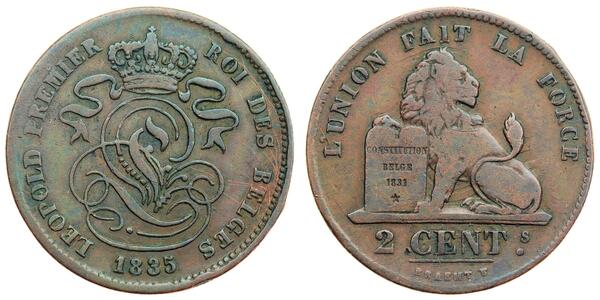 2 Centime 比利时 銅 利奥波德一世 (比利时) (1790 - 1865)