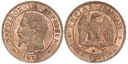 2 Centime 法蘭西第二帝國 (1852 - 1870) 銅 拿破仑三世