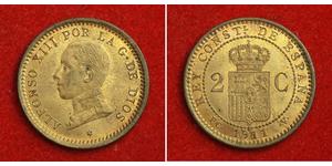 2 Centimo Kingdom of Spain (1874 - 1931) Rame/Bronzo Alfonso XIII of Spain (1886 - 1941)