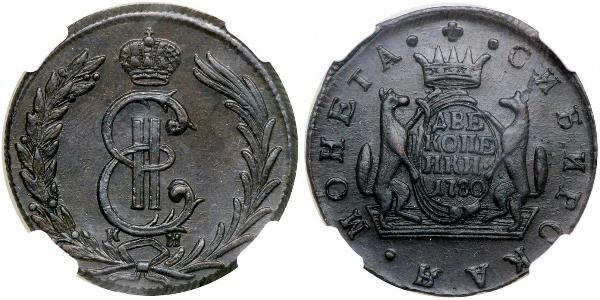 2 Copeca Impero russo (1720-1917) Rame Caterina II (1729-1796)