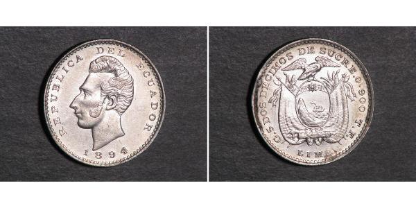 2 Decimo Ecuador Silver 