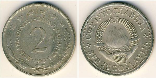 2 Dinar Socialist Federal Republic of Yugoslavia (1943 -1992) Copper/Zinc/Nickel 