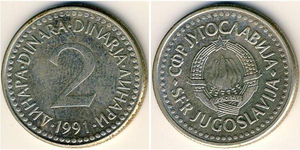 2 Dinar République fédérative socialiste de Yougoslavie (1943 -1992) Cuivre/Zinc/Nickel 