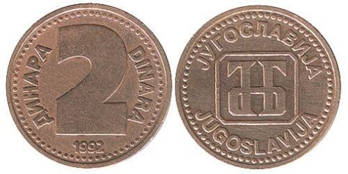 2 Dinar Sozialistische Föderative Republik Jugoslawien (1943 -1992) Kupfer/Zink 