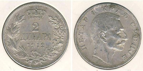2 Dinar Serbien Silber 