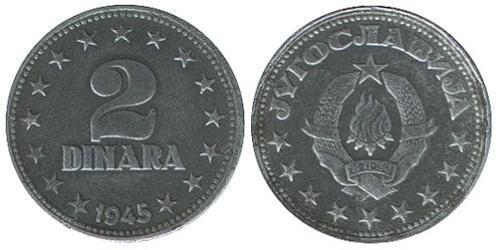 2 Dinar Socialist Federal Republic of Yugoslavia (1943 -1992) Zinc 