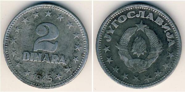 2 Dinar 南斯拉夫社会主义联邦共和国 (1943 - 1992) Zinc 