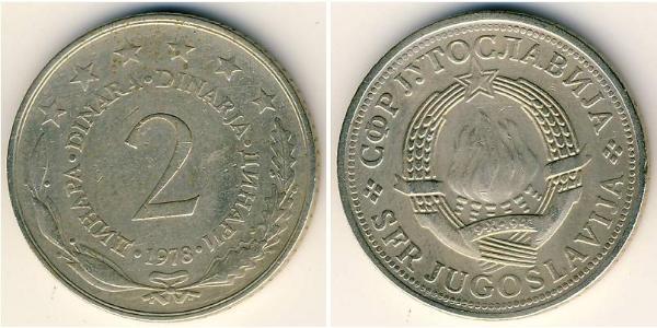 2 Dinaro República Federativa Socialista de Yugoslavia (1943 -1992) Níquel/Cobre/Zinc 