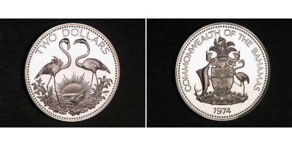 2 Dollar Bahamas Silver 