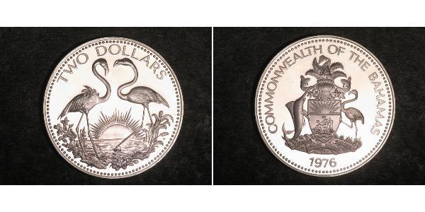 2 Dollar Bahamas Silver 