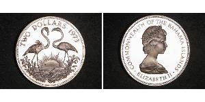 2 Dollar Bahamas 銀 伊丽莎白二世 (1926-2022)