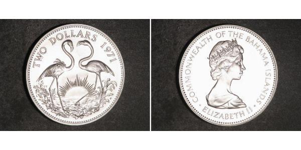 2 Dollar Bahamas 銀 伊丽莎白二世 (1926-2022)
