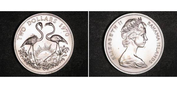 2 Dollar Bahamas 銀 伊丽莎白二世 (1926-2022)