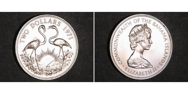 2 Dollar Bahamas 銀 伊丽莎白二世 (1926-2022)