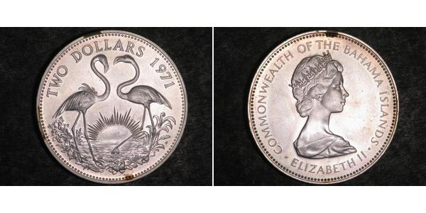 2 Dollar Bahamas 銀 伊丽莎白二世 (1926-2022)