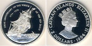 2 Dollar Cayman Islands 銀 