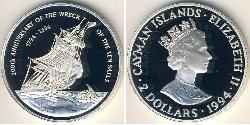 2 Dollar Cayman Islands 銀 