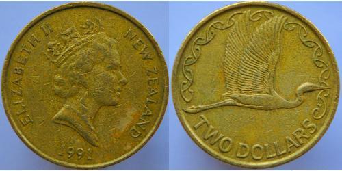 2 Dollaro Nuova Zelanda Alluminio/Bronzo Elisabetta II (1926-2022)