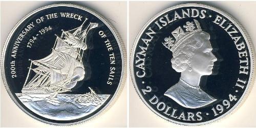 2 Dollaro Isole Cayman Argento 