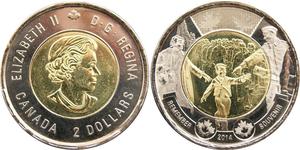 2 Dollaro Canada Ottone Elisabetta II (1926-2022)