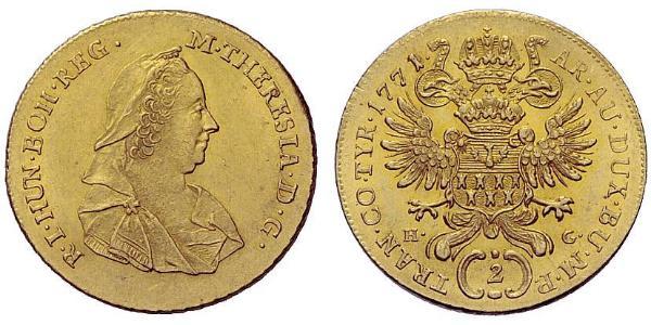 2 Ducat Saint-Empire romain germanique (962-1806) Or Maria Theresa of Austria (1717 - 1780)