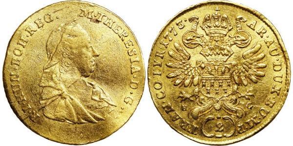 2 Ducat Sacro Imperio Romano (962-1806) Oro Maria Theresa of Austria (1717 - 1780)