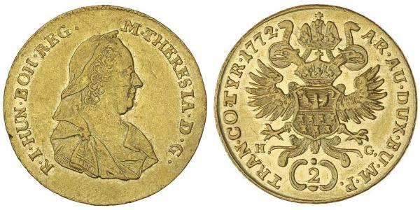 2 Ducat 神圣罗马帝国 (962 - 1806) 金 玛丽亚·特蕾西亚 (1717 - 1780)
