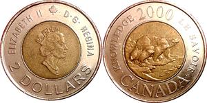 2 Dólar Canadá Bronce Isabel II (1926-2022)