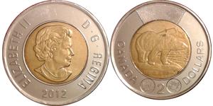 2 Dólar Canadá Latón Isabel II (1926-2022)