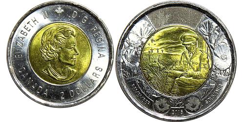 2 Dólar Canadá Latón Isabel II (1926-2022)