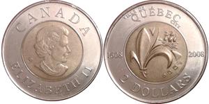 2 Dólar Canadá Níquel Isabel II (1926-2022)