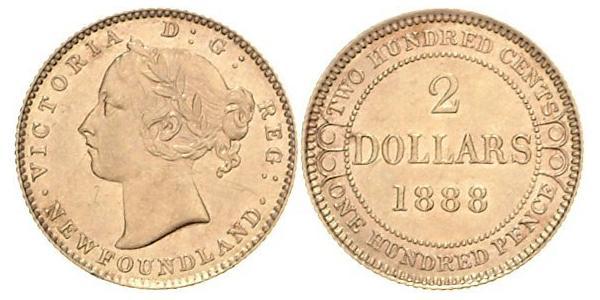 2 Dólar Canadá Oro Victoria (1819 - 1901)