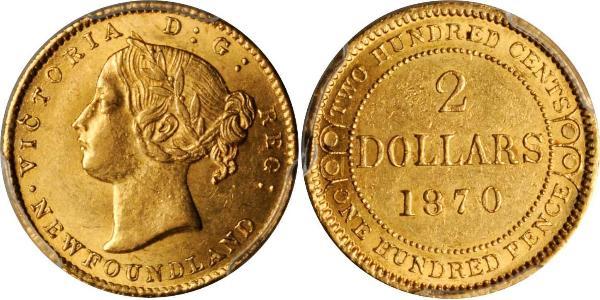 2 Dólar Canadá Oro Victoria (1819 - 1901)