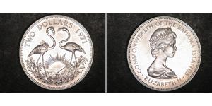 2 Dólar Bahamas Plata Isabel II (1926-2022)