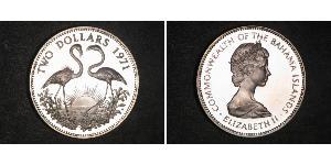 2 Dólar Bahamas Plata Isabel II (1926-2022)